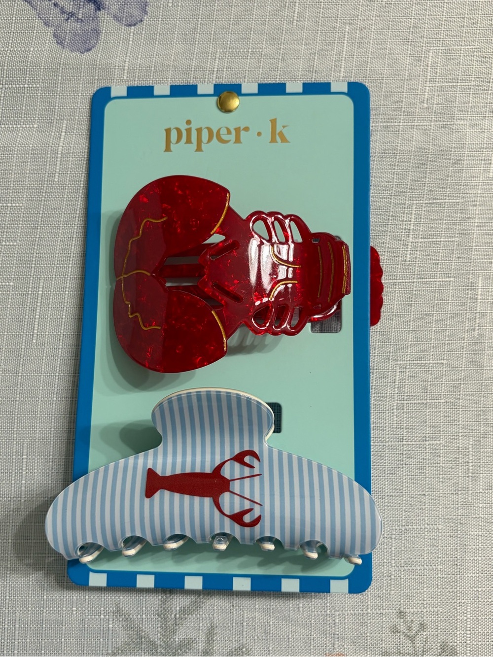 Piper K Coastal Hair Clip Set - Lobster & Crab (Set of 3) - Picture 4 of 6